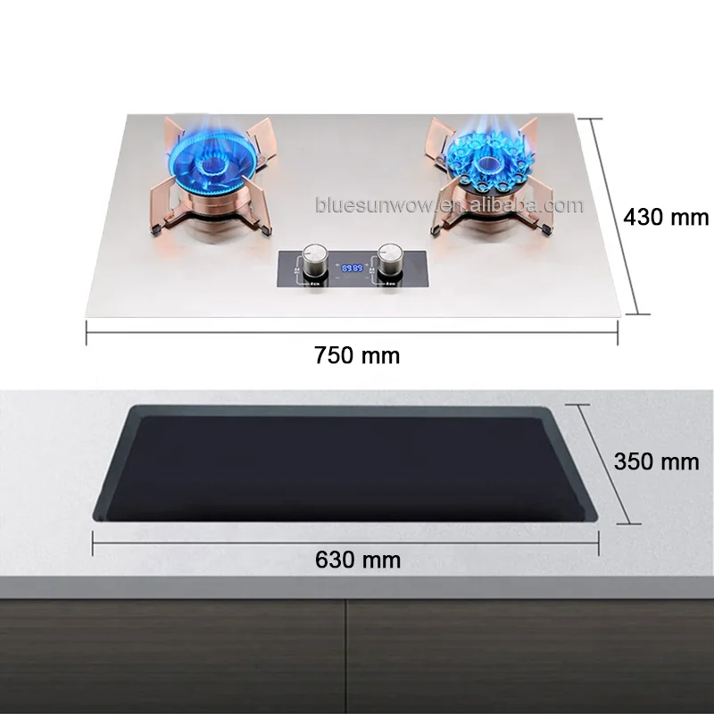 Wholesale Advanced Technology Timer Function Rose Gold Tabletop Upturn Furnace Head High Power 2 Burner Cooktops Gas Stove