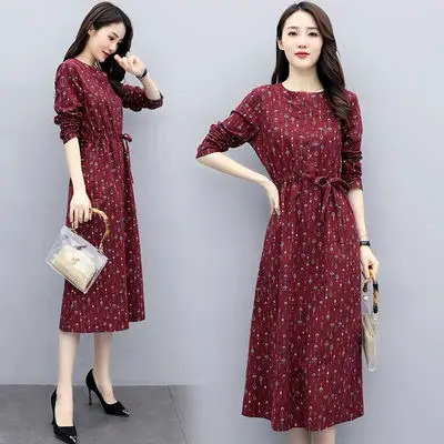 
Long sleeve dress dresses women 2020 autumn and winter new leisure art print waist bottoming long sleeve dress dresses women 