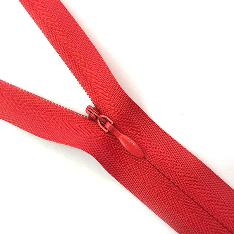 Оптовая продажа 3 # бегунок с открытым концом скрытые зубы невидимая нейлоновая лента на молнии вытягивателем капли воды для вечернего платья