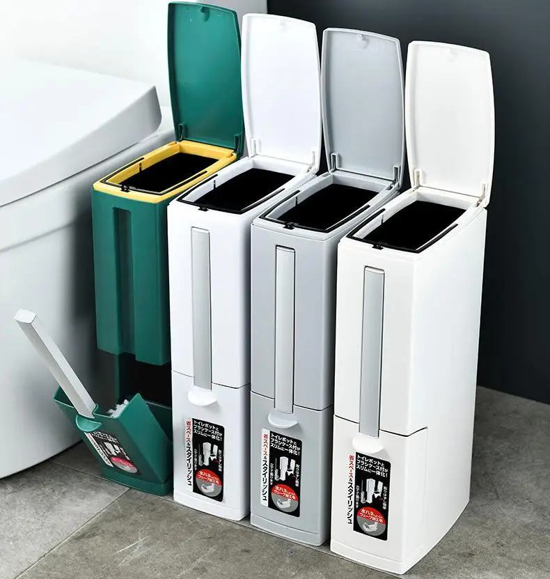 Японский Многофункциональный пластиковый мусорный бак для ванной комнаты и держатель туалетной щетки