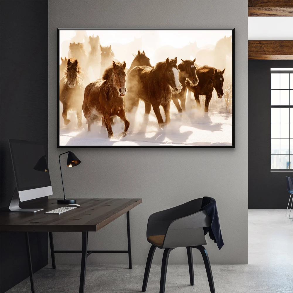 Galloping Horses Canvas Art Animals Wall Art Posters For Living Room Home Decor Custom Wall Canvas Print Paintings