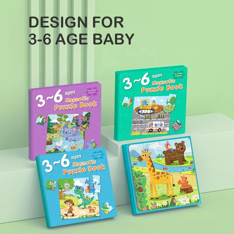 Newest design huixue educational 3-6 age kids playing magnetic jigsaw puzzle book