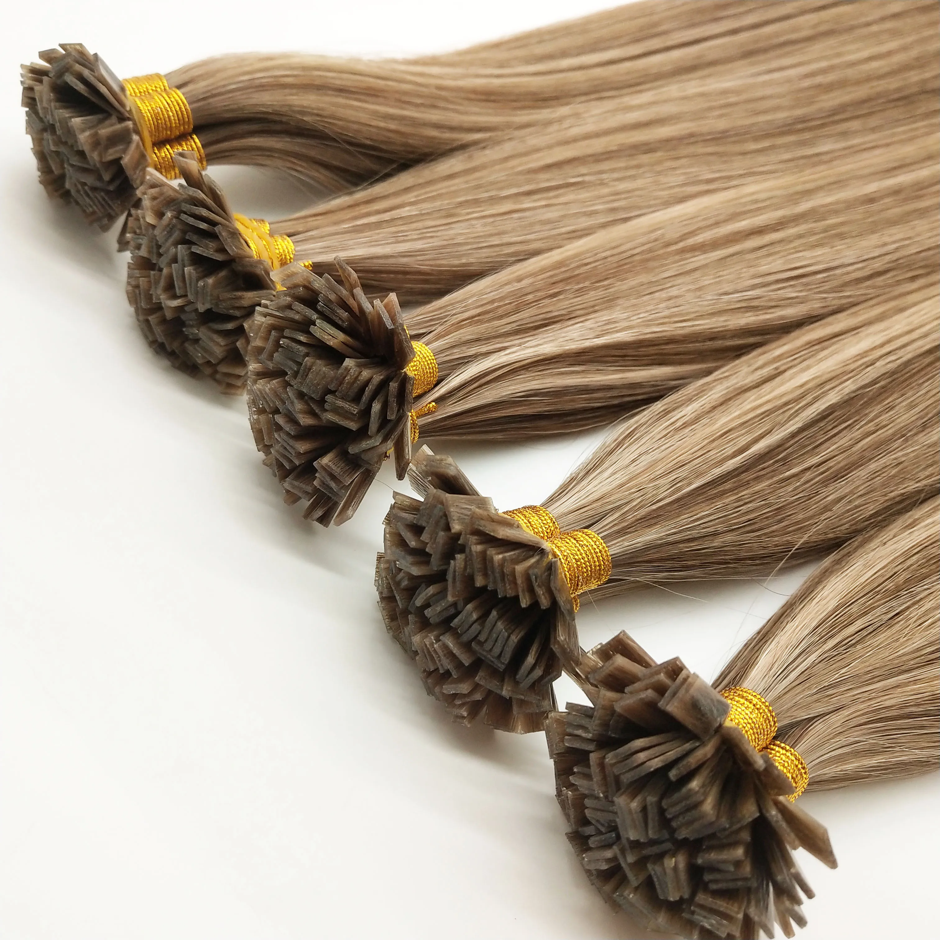 Italian Keratin Glue Hair Russian Double Drawn Human Hair Extensions Keratin Bonds K tip Flat tip Extensions
