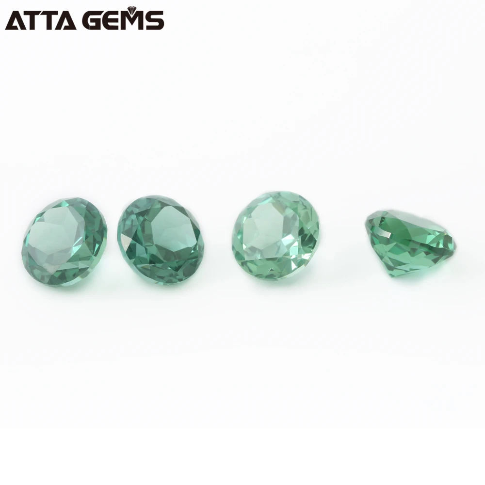 Round Shape Lab Created Green Sapphire Stone Rough Synthetic Green corundum Gemstone