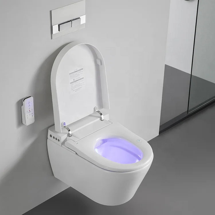 High quality automatic hotel ceramic wall hanging bidet smart toilet ceramic smart wc toilet automatic flush toilet