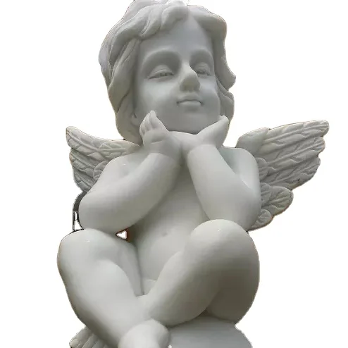 Уличный садовый декор мраморный Ангел статуя маленький Мраморный Мальчик Ангел каменная статуя