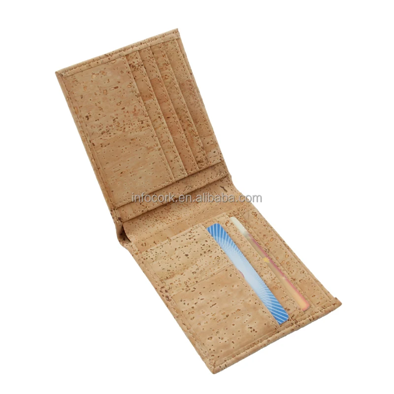 FSC Cork factory wholesale Eco friendly Vegan Cork wallet Customized Logo Rfid Men Leather Wallet bags cases