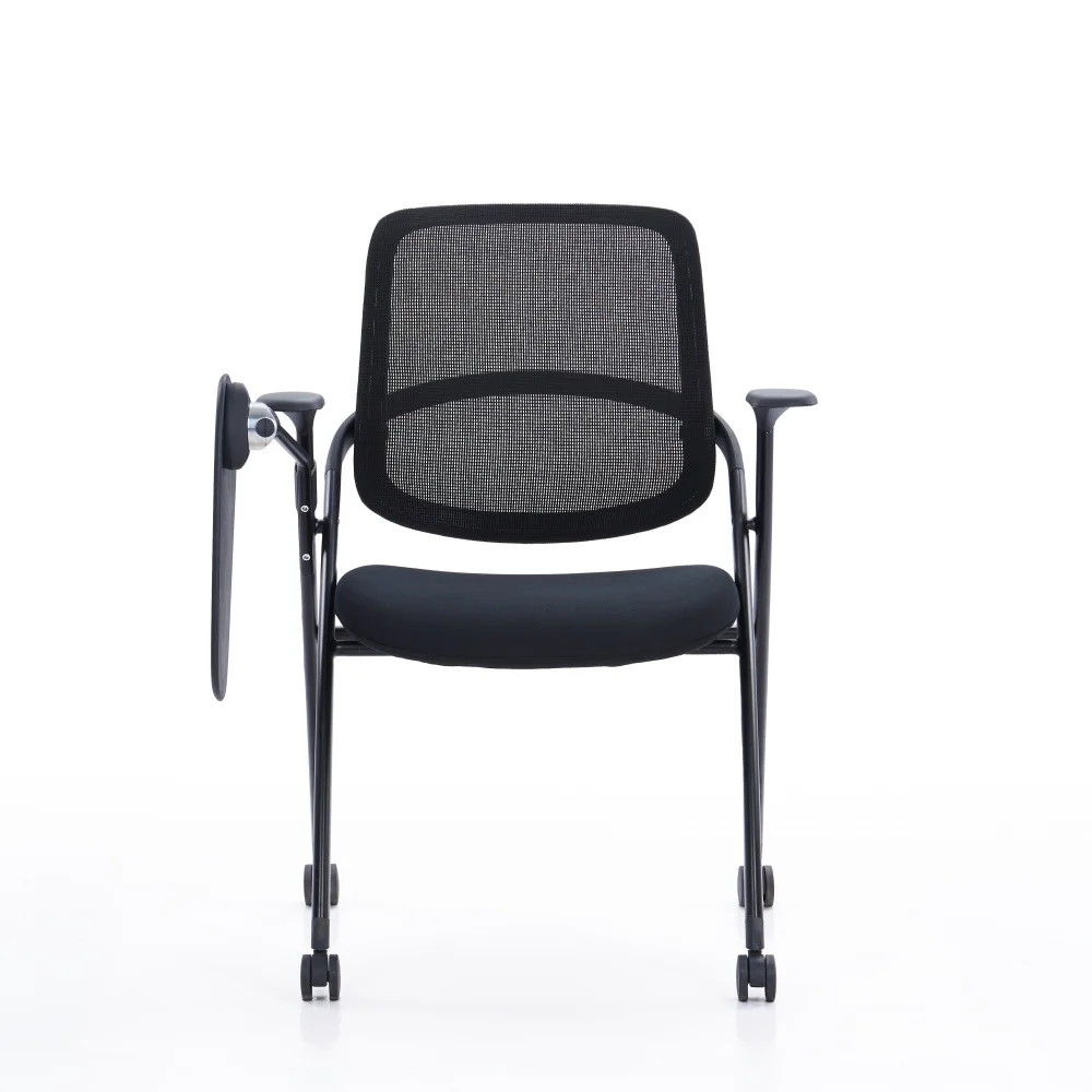 Office Staff Comfortable Breathable Backrest With Clipboard Tablet Writing Pad Mesh Training Chair With Casters