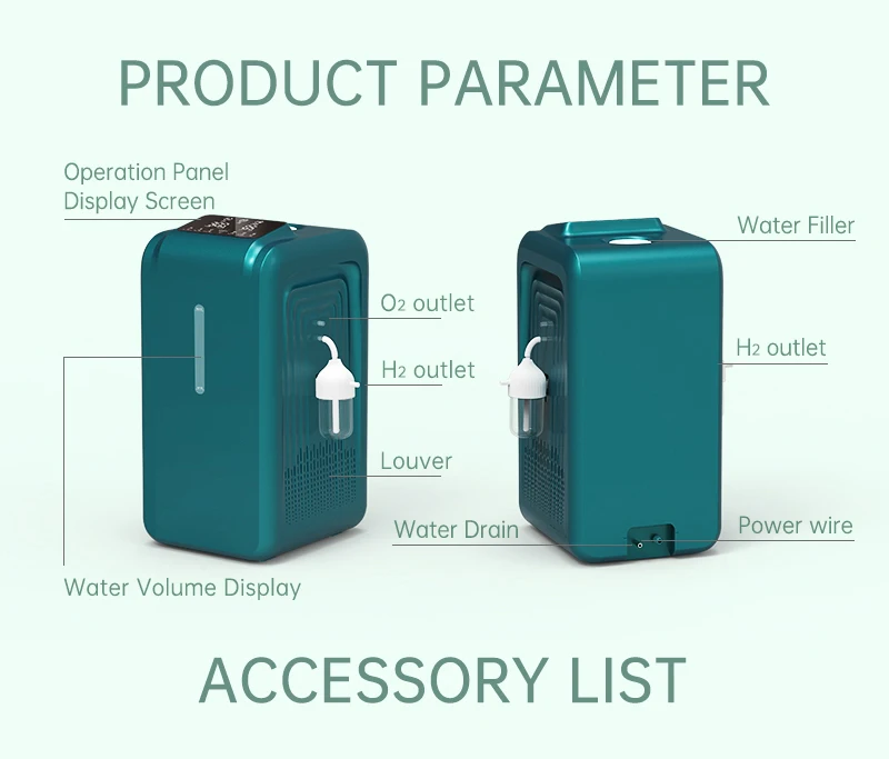 Recommend 2001ppb 5000ppb Automatic Temperature Control Portable Water Electrolytic Oxygen Hydrogen Generator Inhaler