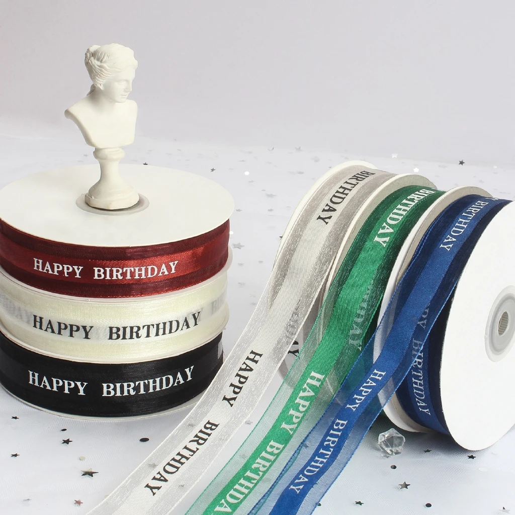 Hot sale organza satin ribbon with satin edge for birthday gift ribbon   printing organza ribbon