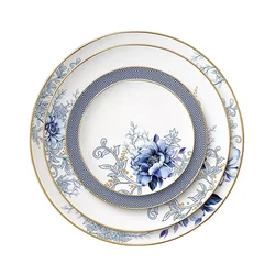 Luxury Blue and White Plates set Porcelain Dinnerware Bone china Tableware