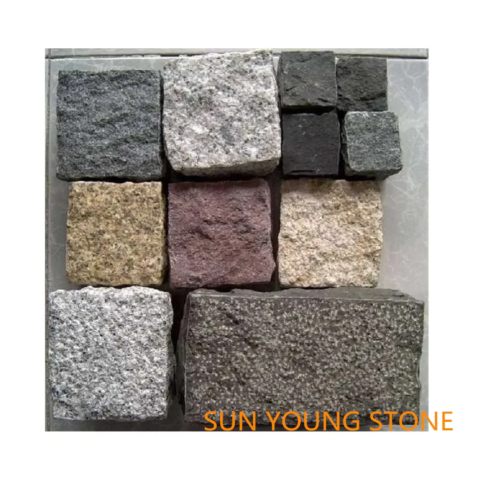 Natural Dark Grey Granite Patio Pavers G654 Tumble Granite Driveway Cube Stone For Outdoor Floor