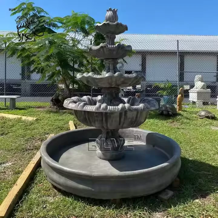 BLVE Outdoor Park Modern Decorative Large Natural Stone Water Fountains Luxury Antique Granite Marble 3 Tier Fountains