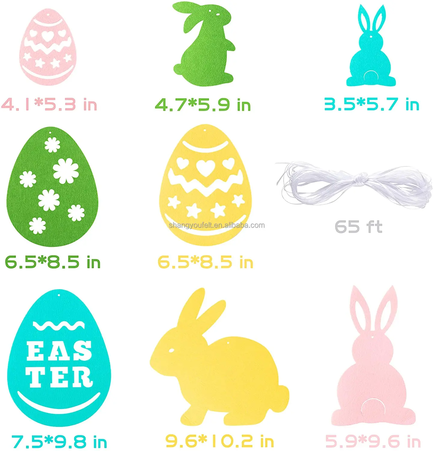 Felt Easter Bunny And Egg Banner Easter Hanging Decoration