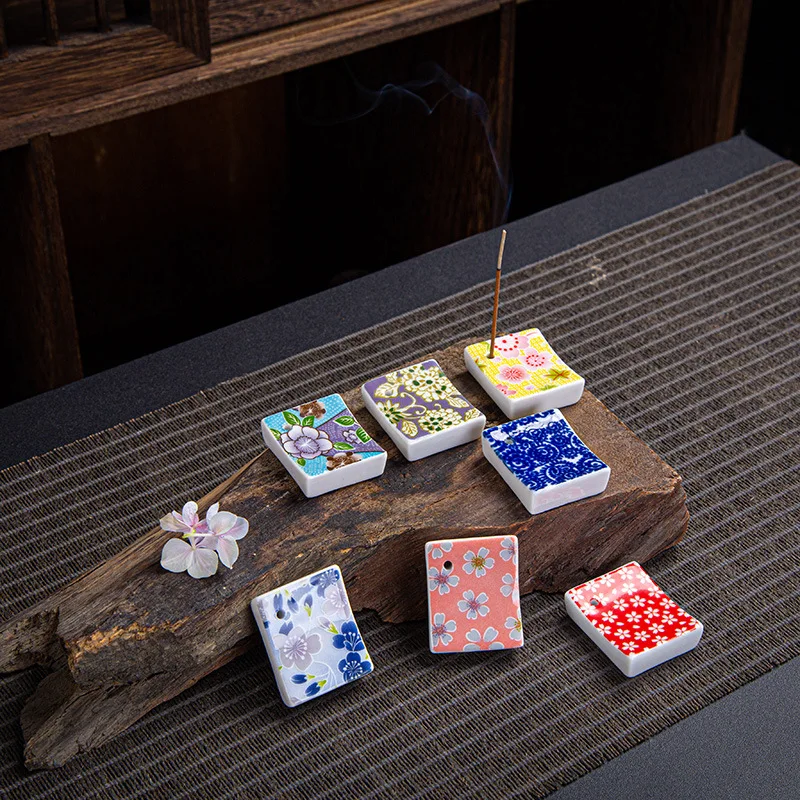 Ceramic Incense Insert Japanese Pattern Chopsticks Frame Incense Rest Restaurant Table Incense Rectangular