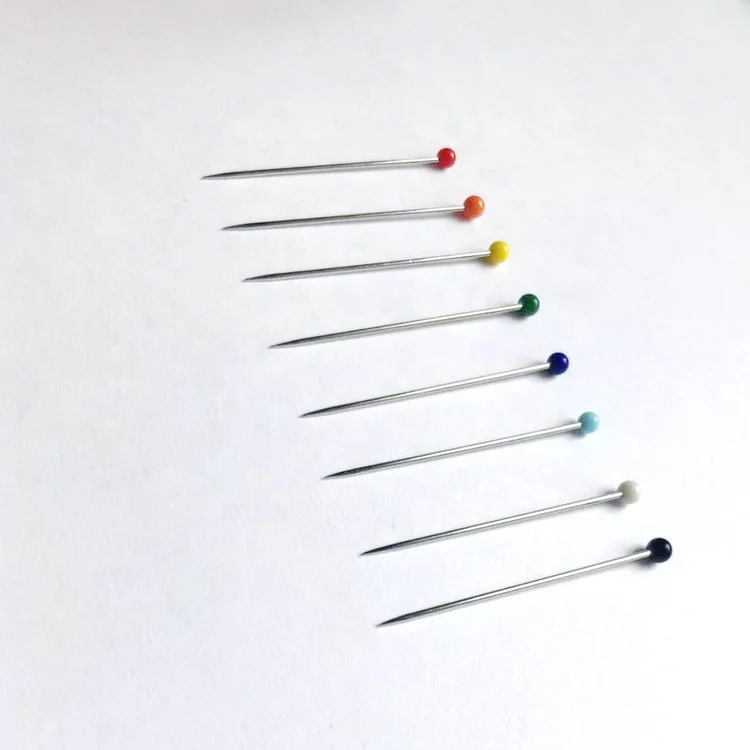 Wholesale Assorted Color Glass Head Pin Hard Unshaped