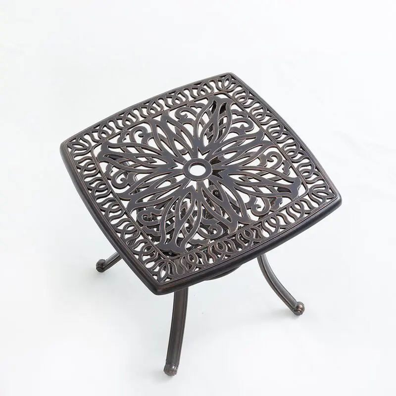 Cast Aluminum Table Chair Set European Style Outdoor Furniture Swivel Chair Without Cushion Bronze/White/Matt Black Color