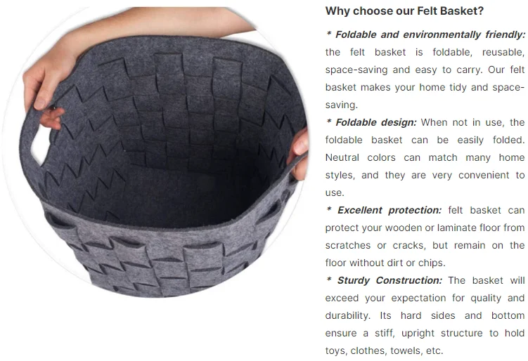 Felt laundry basket, Cross Pattern Felt Storage Basket Nursery Storage Bin Toys