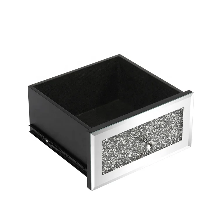 Luxury Crushed Diamond Makeup Table Vanity Dresser Set Mirrored Dressing Table with Mirror and Drawers
