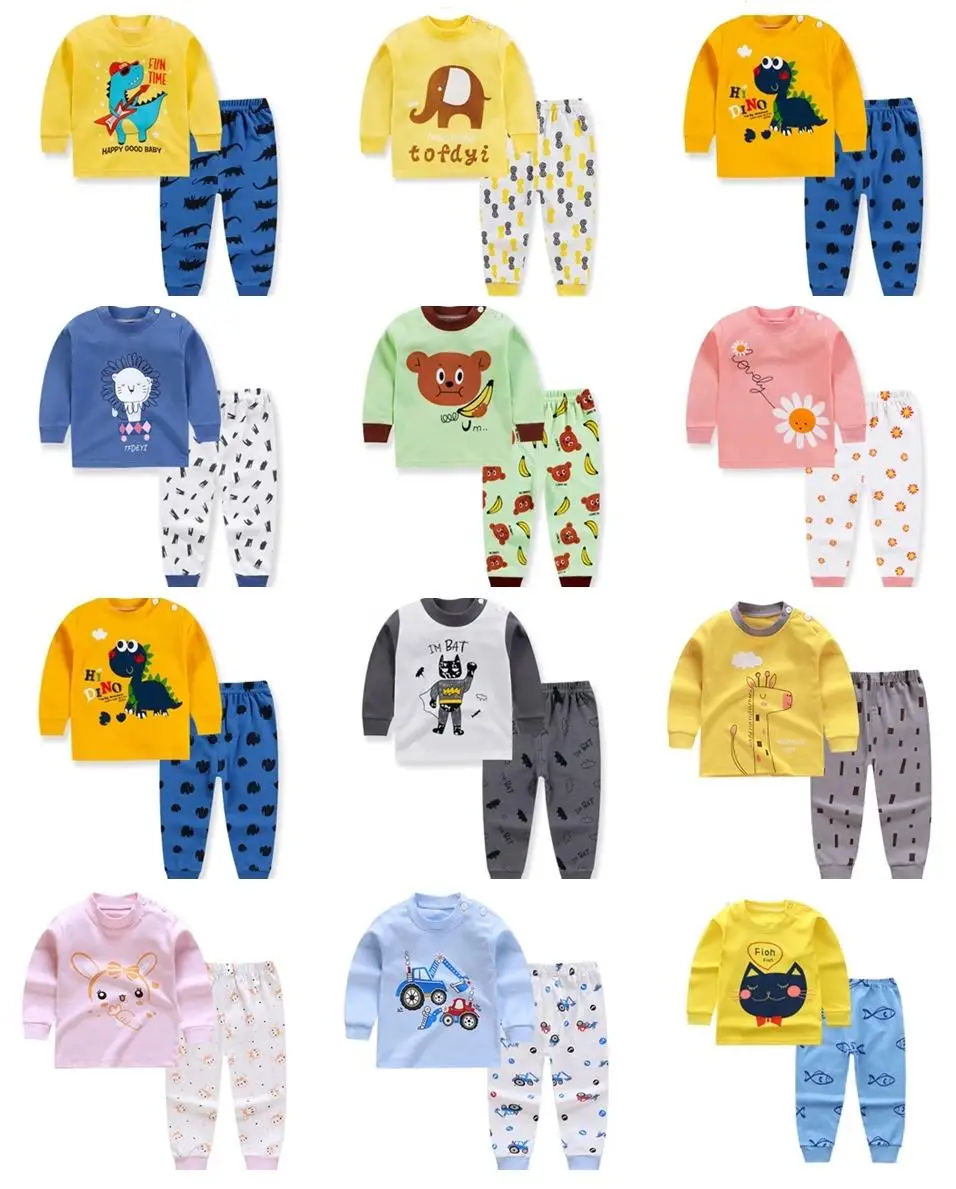 2021 New Fashion Kids pajamas set Children Cartoon sleepwear Boys Home pajamas girls cotton sweet animal sleep suit