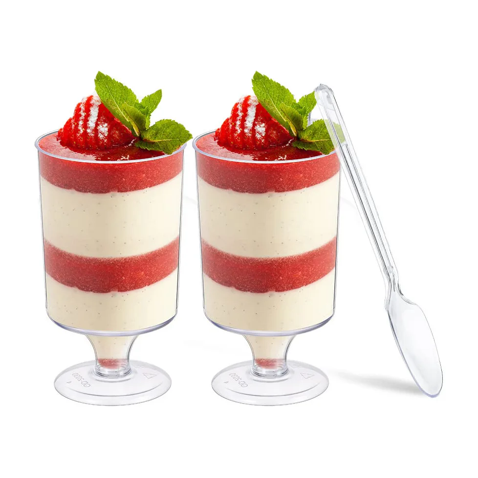 BST 100ml food grade mini ice cream cake cup disposable plastic mousse cups with stem