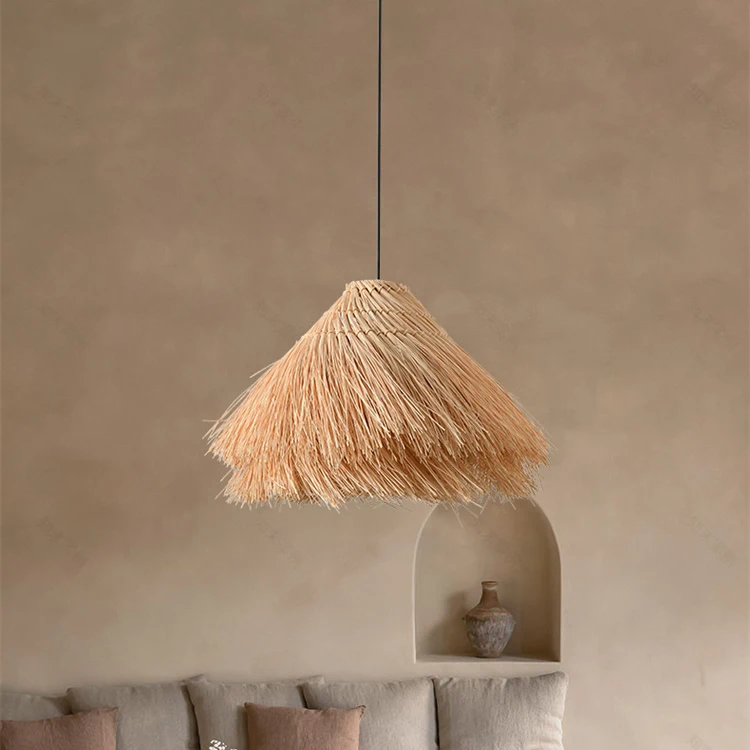 Luxury Restaurant Home Decor Handmade Woven Bamboo Wicker Pendant Light Fixture Natural Rattan Hanging Lamps Chandelier