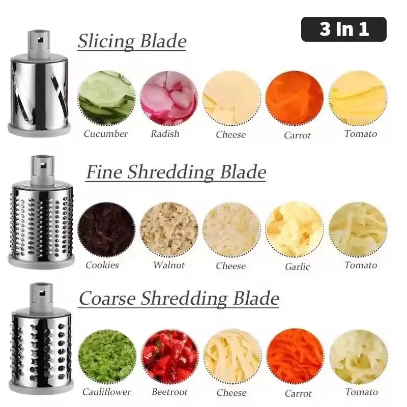 stainless steel hand rotary food roller vegetable cutter cheese shredder cheese grater machine with container handle