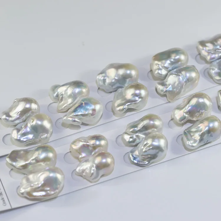 15-16x20-30MM nucleated nucleus nuclear fireball no hole half drilled large big size freshwater baroque natural real loose pearl