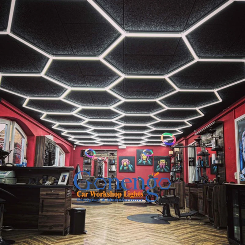 Modern Hair Salon Beauty Lighting Popular Super Brightness Hexagon Lighted Barber Station