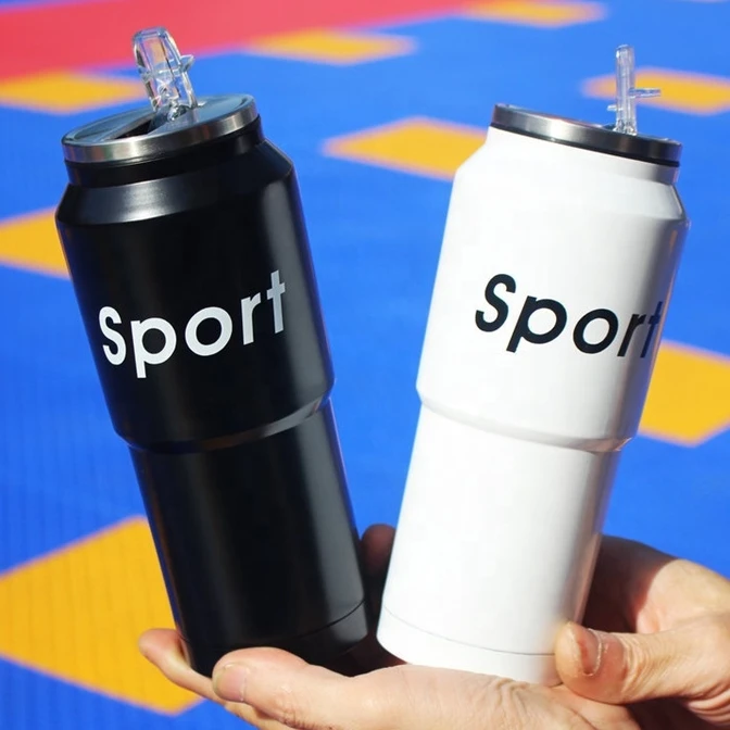 Cool personalized stainless steel vacuum cup hand-held sublimation empty cup travel mug with straw