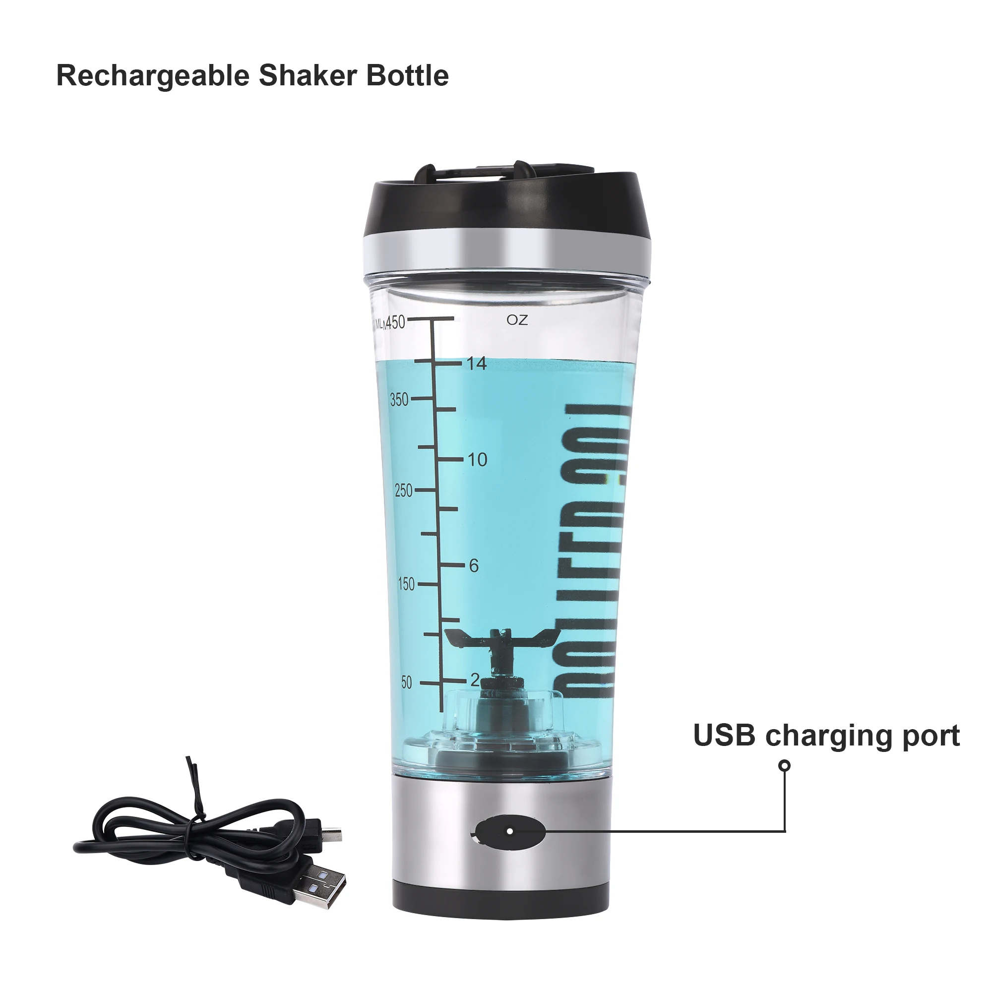 
2019 New BPA Free 450ml USB Rechargeable Automatic Electric Vortex Bottle Shaker 