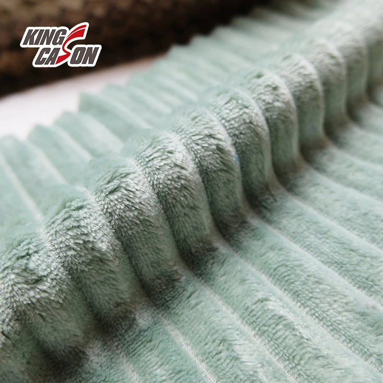 Kingcason Chinese Factory High Quality Anti-Static Fuzzy Fluffy Thick Stripe Flannel Fleece Fabric For Home Textile-Cushion