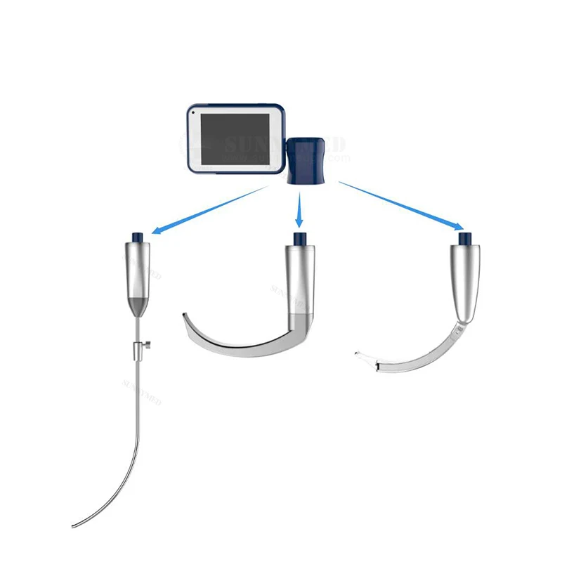 SY-P020N Portable Reusable Video Laryngoscope with Reusable/Disposable Blades Flexible Nasopharyngoscope Optic Stylet