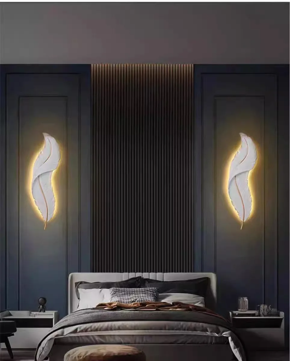 Feather shape wall lamp living room TV background led wall lamp
