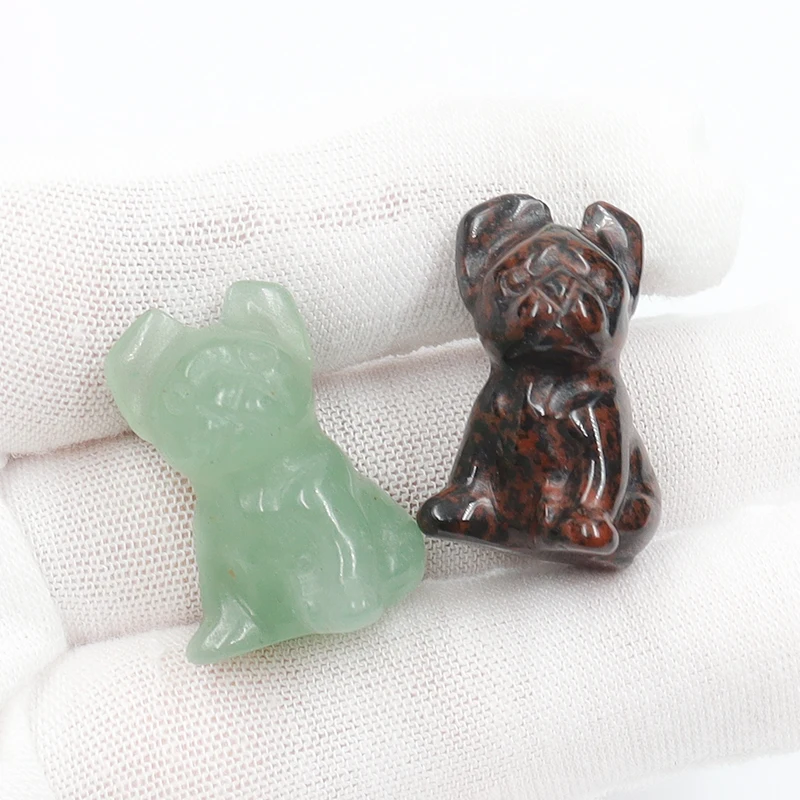 1Inch Natural Crystals Healing Stones Polished Animals Carving French Bulldog Crystal Crafts For Home Decoration