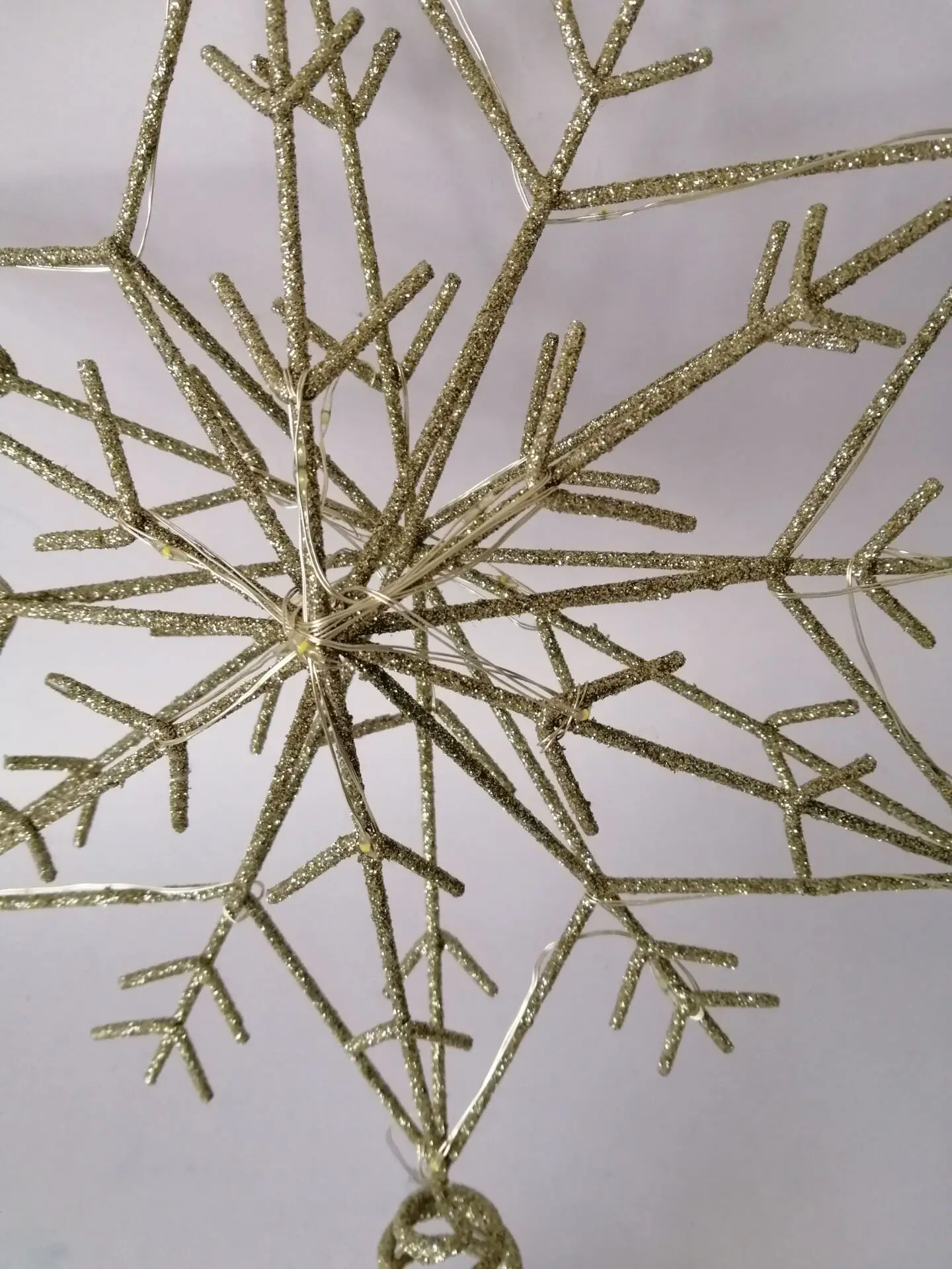 Metal Snowflake With Glitter Silver Copper Lights Xmas Decoration Christmas Tree Topper Led Decorative Light