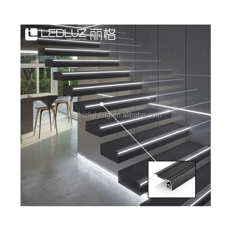 Aluminum Stair Nosing Profile Anti-Slip Staircase Tread Step LED Lighting Channel