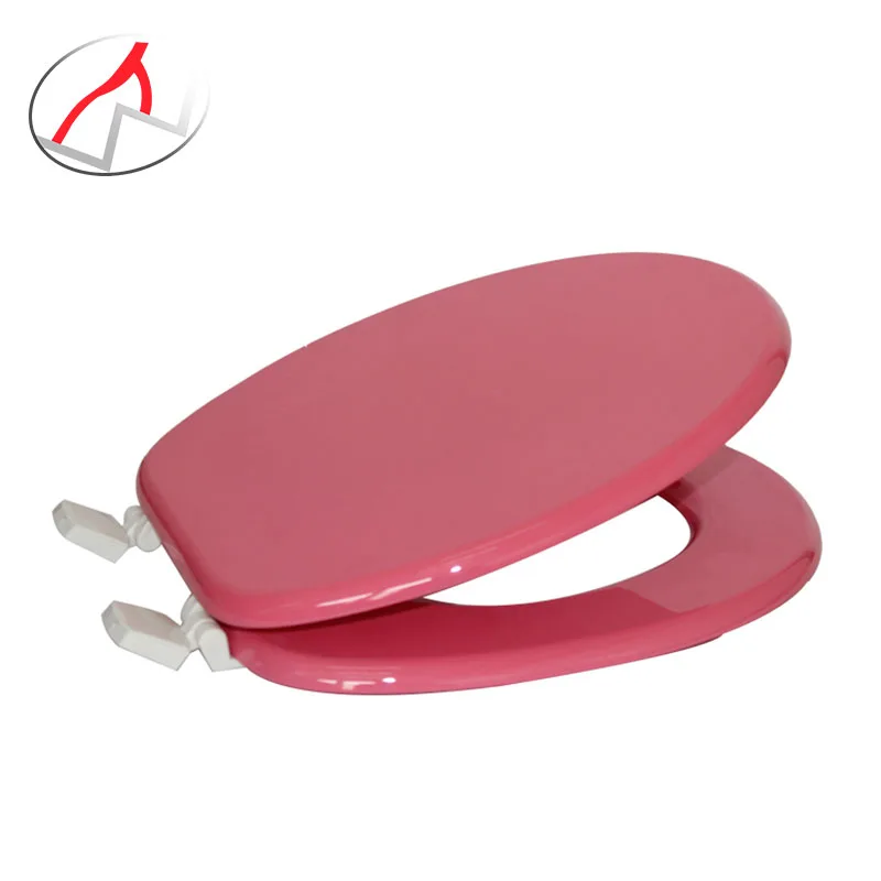 customized modern pink colored MDF toilet seat with plastic hinges