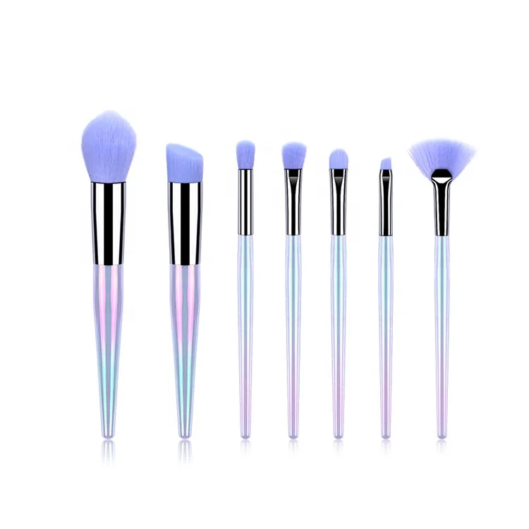 
Unicorn Purple Chrome Pro Profiesinal Makeup Brushes Set Elf Single Logo Set 24 Pcs 7Pcs Plastic Handle Makeup Brush 
