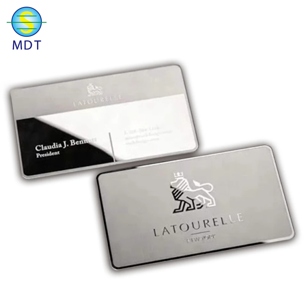 Rose gold metal business card with customized company logo