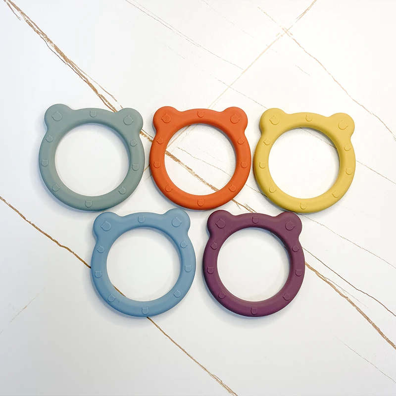 Silicone teether baby toys teether BPA free round ring funny toys baby chew toy silicone baby teether