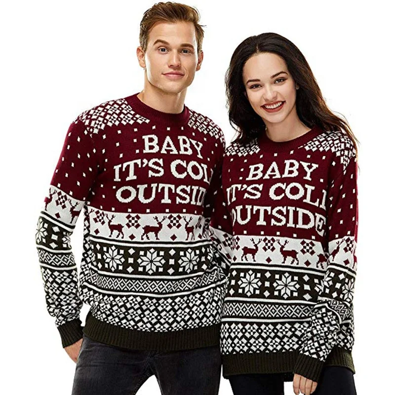 2023 Уродливый Рождественский свитер оптовик Пара моделей женщин с длинным рукавом Pima хлопок девушка вязаный Уродливый Рождественский свитер