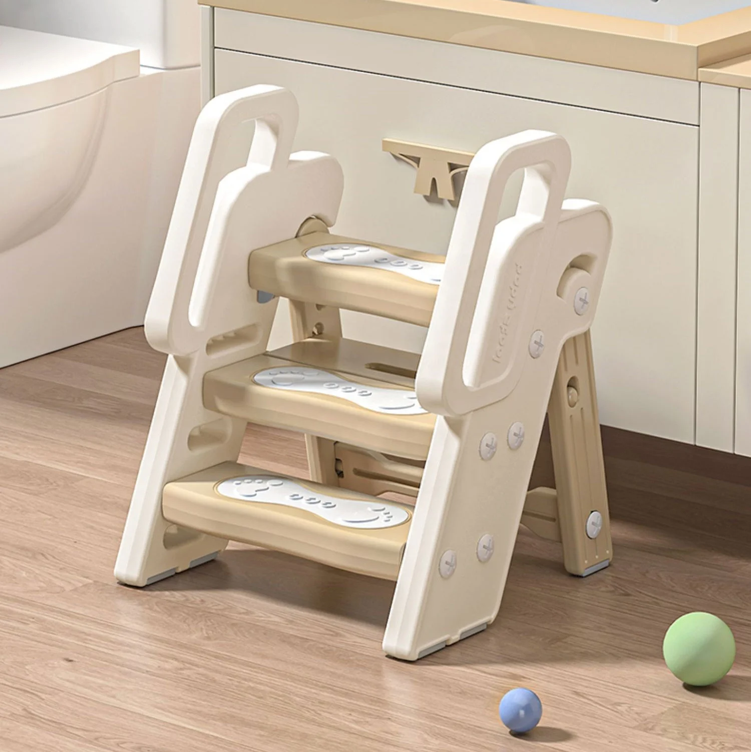 Slip-Resistant Adjustable 3 Folding Step Ladder Toddler Step Stool for Kids Toilet Potty Training Multifunctional