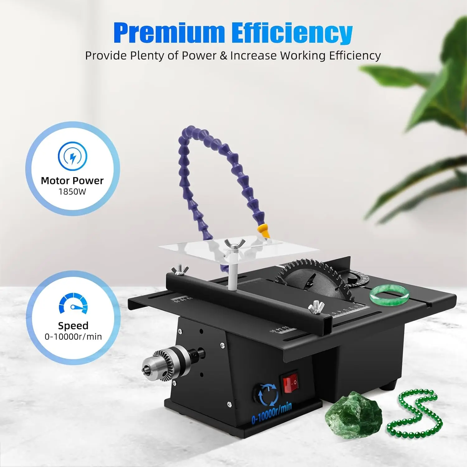 Table Saw Gem Jewelry Grinder Rock Grinder Table Polisher Milling Machine with Protective Guard Mini Table Saw