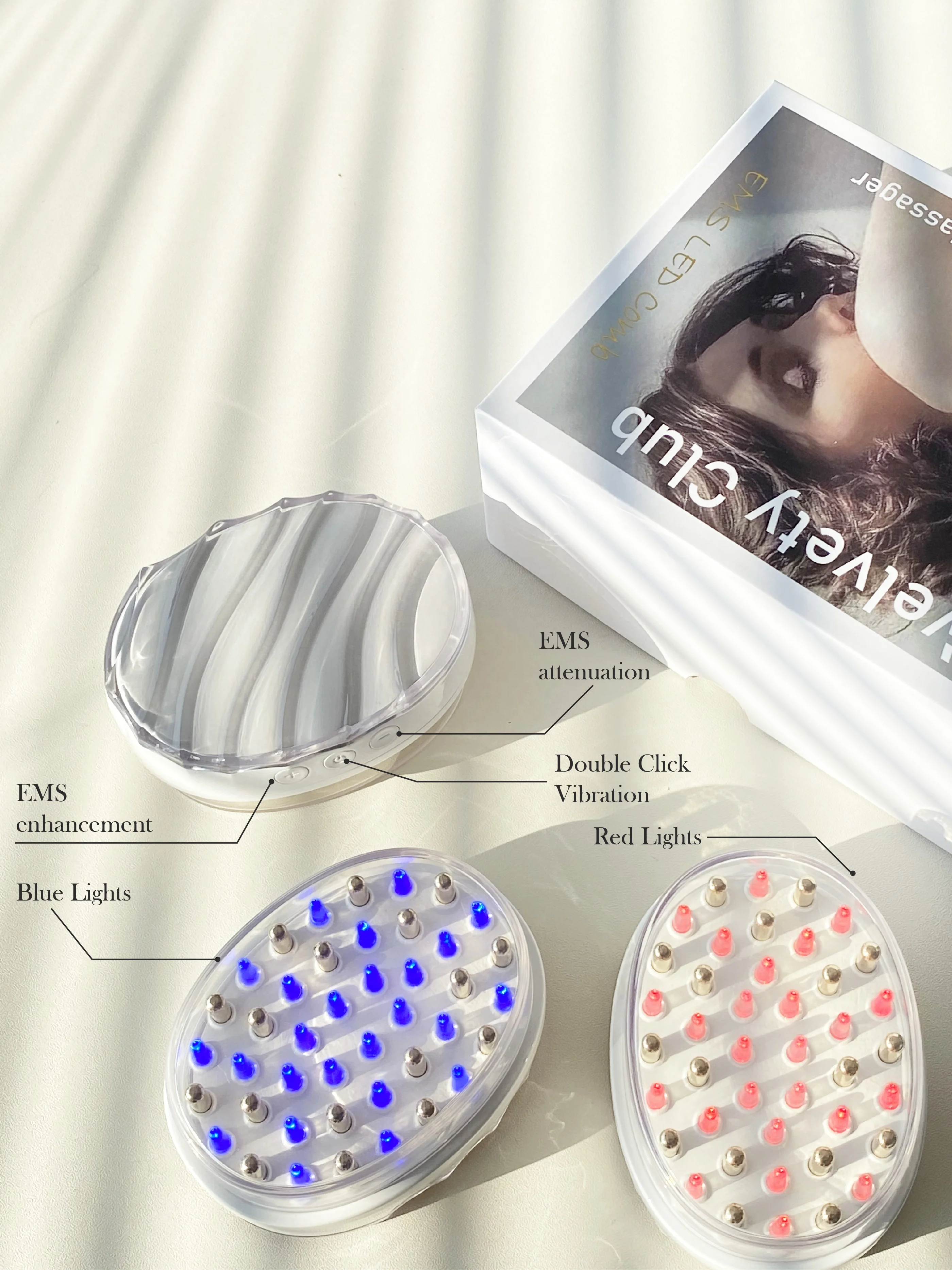 Home Red Blue Light Therapy Vibration Scalp Massage Brush EMS Anti Loss Hair Growth Massager Electric Massage Comb