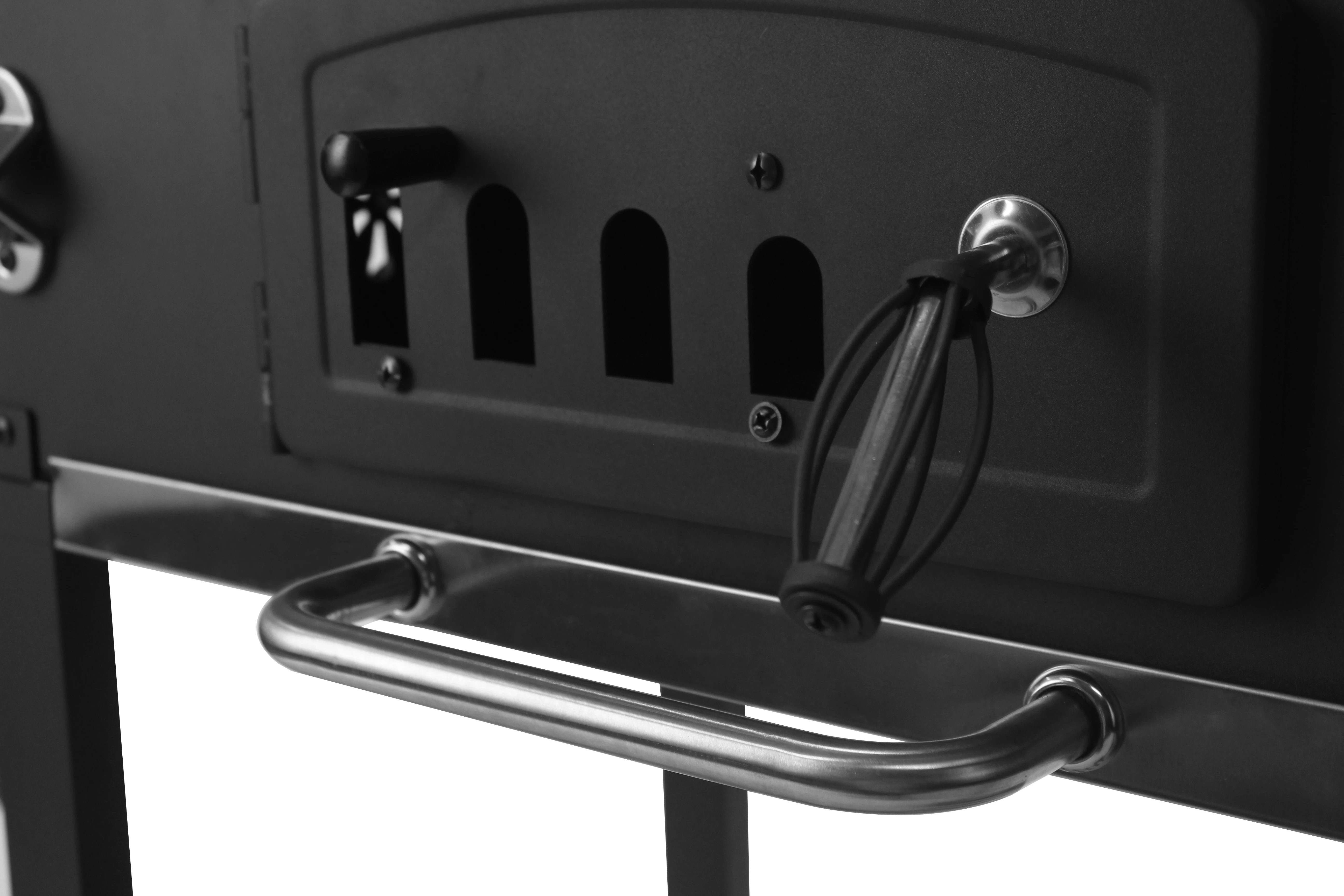 Square Trolley Cast Iron Grill Smoker with Chimney Charcoal Barbecue with Lid