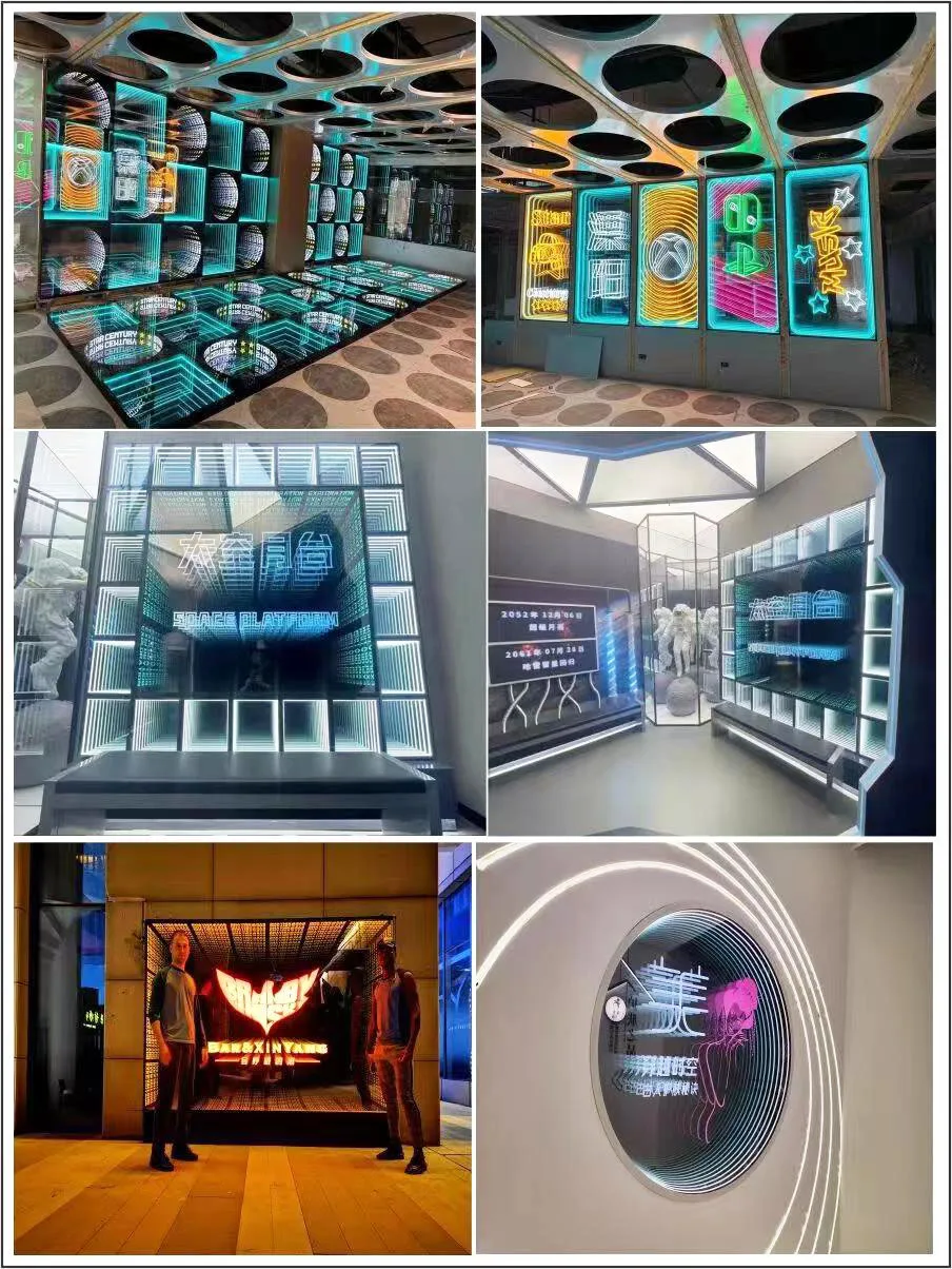 New Products Wall Art Decor Optical Illusion Rectangle Round Triangle Octagon Infinity Mirror Signage Logo Letters