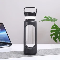 Walcold Customize 1000ml Glass Water Bottle With Silicone Protection Sleeve Cover