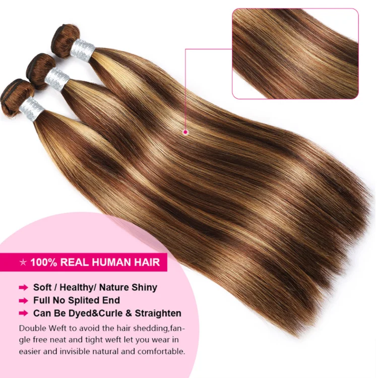 Factory direct hair weave p 4 27 color 100% Brazilian virgin human hair straight two tone ombre hair extension bundles vendors