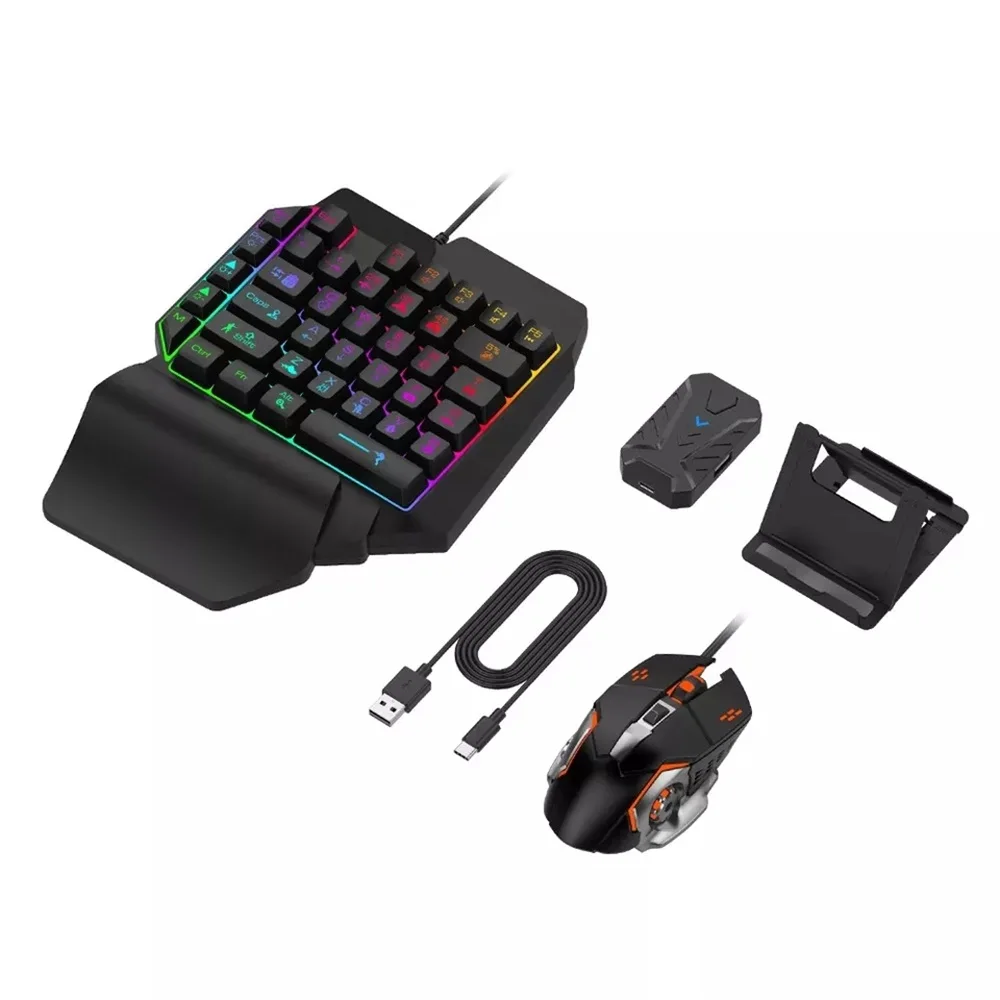 4 в 1 с одной стороны игровая клавиатура и мышь подсветка беспроводной Bluetooths игра конвертер кабель для Android IOS кадров секунду мобильного